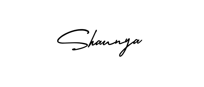 You should practise on your own different ways (AmerikaSignatureDemo-Regular) to write your name (Shaunya) in signature. don't let someone else do it for you. Shaunya signature style 3 images and pictures png