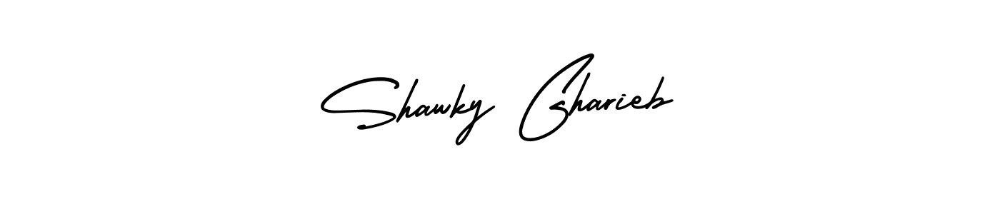This is the best signature style for the Shawky Gharieb name. Also you like these signature font (AmerikaSignatureDemo-Regular). Mix name signature. Shawky Gharieb signature style 3 images and pictures png