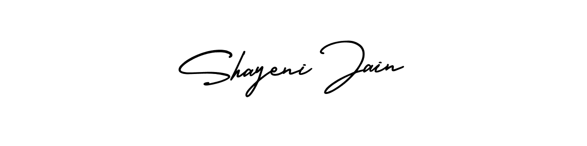 The best way (AmerikaSignatureDemo-Regular) to make a short signature is to pick only two or three words in your name. The name Shayeni Jain include a total of six letters. For converting this name. Shayeni Jain signature style 3 images and pictures png