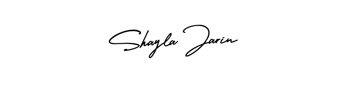 You should practise on your own different ways (AmerikaSignatureDemo-Regular) to write your name (Shayla Jarin) in signature. don't let someone else do it for you. Shayla Jarin signature style 3 images and pictures png