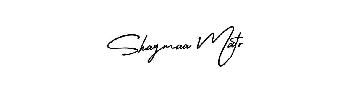 You should practise on your own different ways (AmerikaSignatureDemo-Regular) to write your name (Shaymaa Matr) in signature. don't let someone else do it for you. Shaymaa Matr signature style 3 images and pictures png