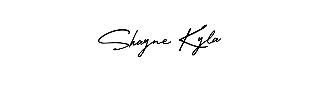 The best way (AmerikaSignatureDemo-Regular) to make a short signature is to pick only two or three words in your name. The name Shayne Kyla include a total of six letters. For converting this name. Shayne Kyla signature style 3 images and pictures png