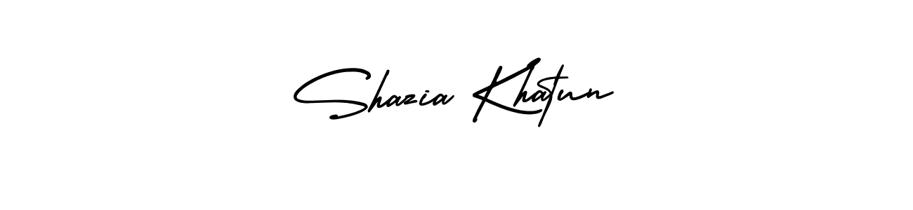 AmerikaSignatureDemo-Regular is a professional signature style that is perfect for those who want to add a touch of class to their signature. It is also a great choice for those who want to make their signature more unique. Get Shazia Khatun name to fancy signature for free. Shazia Khatun signature style 3 images and pictures png