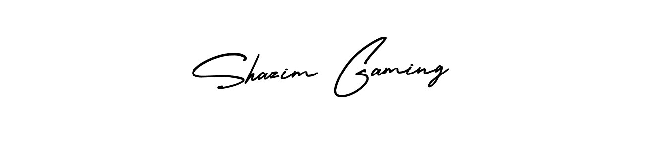 Create a beautiful signature design for name Shazim Gaming. With this signature (AmerikaSignatureDemo-Regular) fonts, you can make a handwritten signature for free. Shazim Gaming signature style 3 images and pictures png
