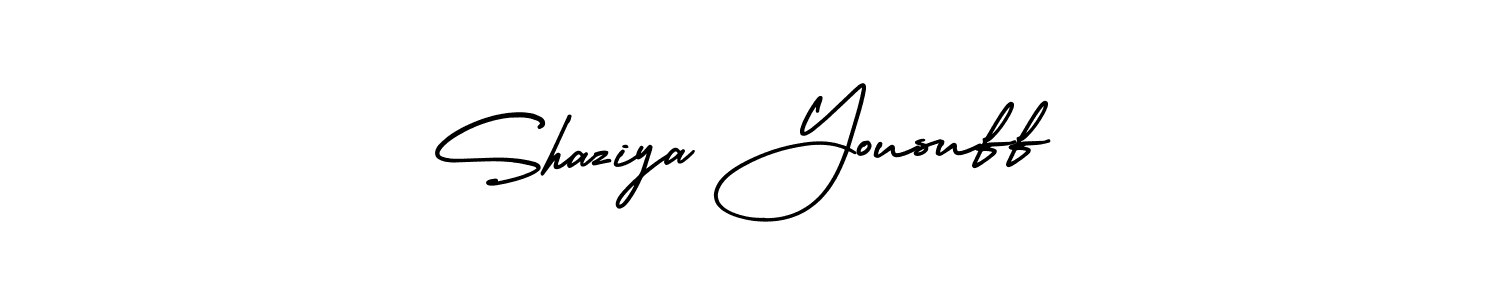 if you are searching for the best signature style for your name Shaziya Yousuff. so please give up your signature search. here we have designed multiple signature styles  using AmerikaSignatureDemo-Regular. Shaziya Yousuff signature style 3 images and pictures png