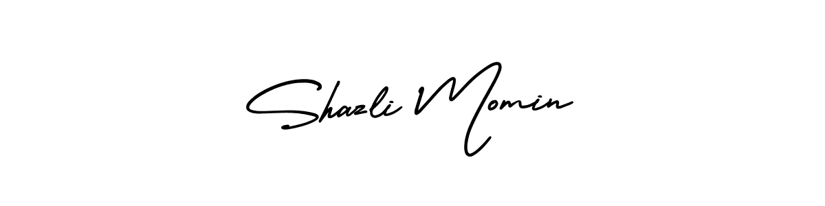How to make Shazli Momin name signature. Use AmerikaSignatureDemo-Regular style for creating short signs online. This is the latest handwritten sign. Shazli Momin signature style 3 images and pictures png