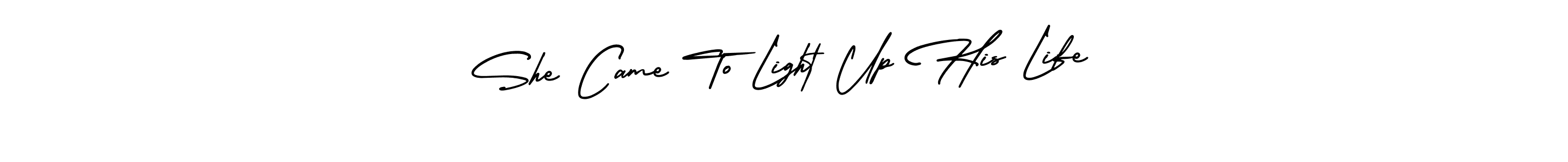 Make a beautiful signature design for name She Came To Light Up His Life. With this signature (AmerikaSignatureDemo-Regular) style, you can create a handwritten signature for free. She Came To Light Up His Life signature style 3 images and pictures png