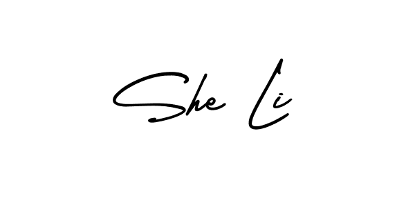 Design your own signature with our free online signature maker. With this signature software, you can create a handwritten (AmerikaSignatureDemo-Regular) signature for name She Li. She Li signature style 3 images and pictures png