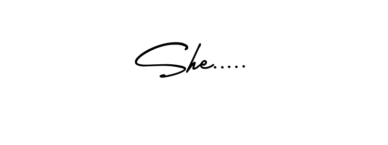 The best way (AmerikaSignatureDemo-Regular) to make a short signature is to pick only two or three words in your name. The name She..... include a total of six letters. For converting this name. She..... signature style 3 images and pictures png