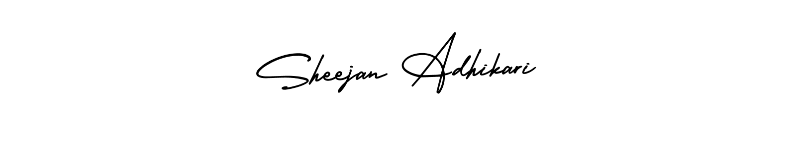 This is the best signature style for the Sheejan Adhikari name. Also you like these signature font (AmerikaSignatureDemo-Regular). Mix name signature. Sheejan Adhikari signature style 3 images and pictures png