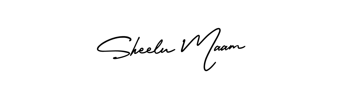 You should practise on your own different ways (AmerikaSignatureDemo-Regular) to write your name (Sheelu Maam) in signature. don't let someone else do it for you. Sheelu Maam signature style 3 images and pictures png