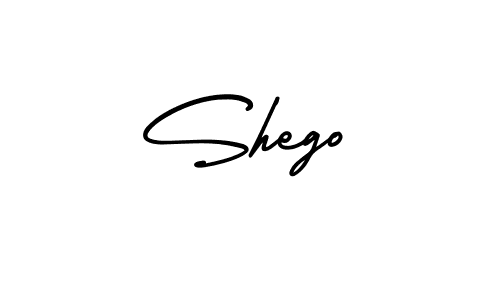 How to make Shego name signature. Use AmerikaSignatureDemo-Regular style for creating short signs online. This is the latest handwritten sign. Shego signature style 3 images and pictures png