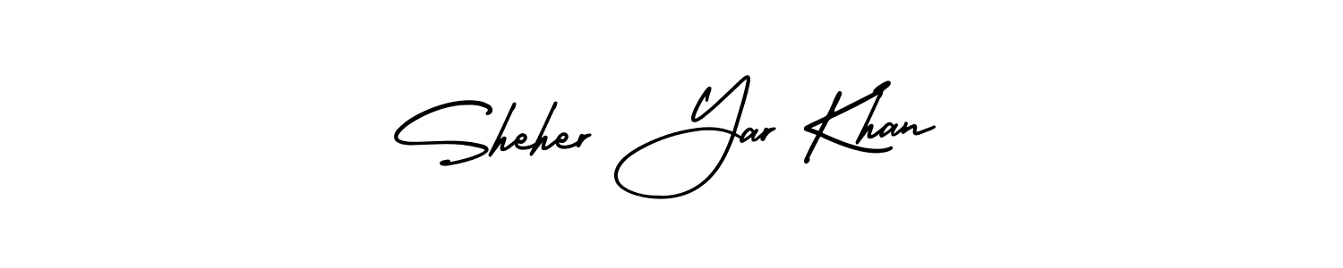 Also You can easily find your signature by using the search form. We will create Sheher Yar Khan name handwritten signature images for you free of cost using AmerikaSignatureDemo-Regular sign style. Sheher Yar Khan signature style 3 images and pictures png