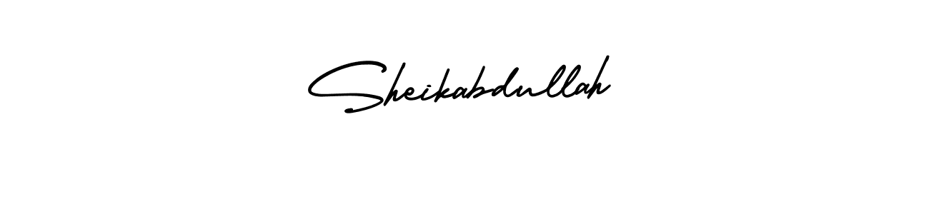 The best way (AmerikaSignatureDemo-Regular) to make a short signature is to pick only two or three words in your name. The name Sheikabdullah include a total of six letters. For converting this name. Sheikabdullah signature style 3 images and pictures png