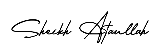 Practice writing Sheikh Ataullah with the flow of AmerikaSignatureDemo-Regular lettering. A fantastic source of inspiration for developing your personal signature style. Sheikh Ataullah signature style 3 images and pictures png