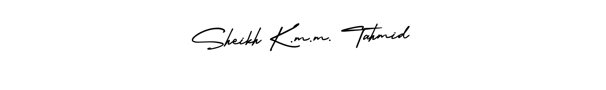 How to Draw Sheikh K.m.m. Tahmid signature style? AmerikaSignatureDemo-Regular is a latest design signature styles for name Sheikh K.m.m. Tahmid. Sheikh K.m.m. Tahmid signature style 3 images and pictures png