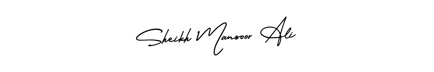 How to make Sheikh Mansoor Ali name signature. Use AmerikaSignatureDemo-Regular style for creating short signs online. This is the latest handwritten sign. Sheikh Mansoor Ali signature style 3 images and pictures png