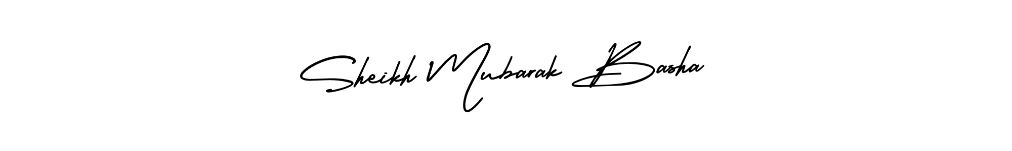 You should practise on your own different ways (AmerikaSignatureDemo-Regular) to write your name (Sheikh Mubarak Basha) in signature. don't let someone else do it for you. Sheikh Mubarak Basha signature style 3 images and pictures png