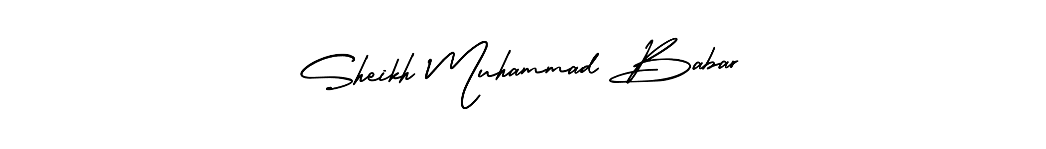 It looks lik you need a new signature style for name Sheikh Muhammad Babar. Design unique handwritten (AmerikaSignatureDemo-Regular) signature with our free signature maker in just a few clicks. Sheikh Muhammad Babar signature style 3 images and pictures png