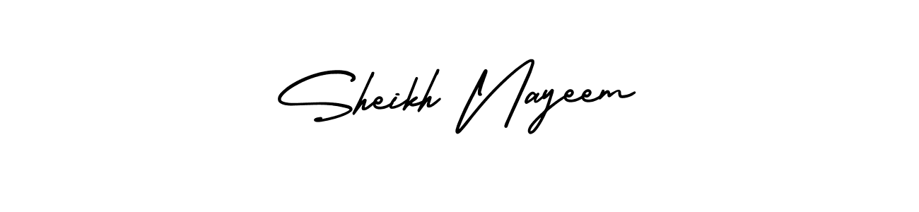You should practise on your own different ways (AmerikaSignatureDemo-Regular) to write your name (Sheikh Nayeem) in signature. don't let someone else do it for you. Sheikh Nayeem signature style 3 images and pictures png
