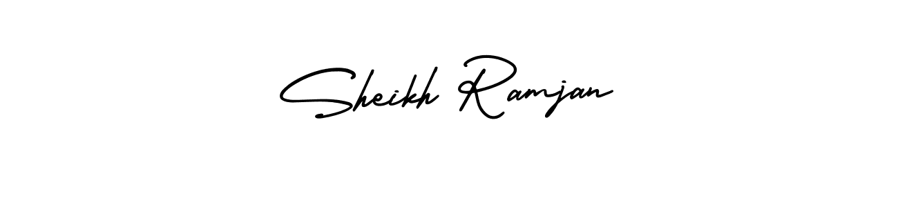 You should practise on your own different ways (AmerikaSignatureDemo-Regular) to write your name (Sheikh Ramjan) in signature. don't let someone else do it for you. Sheikh Ramjan signature style 3 images and pictures png