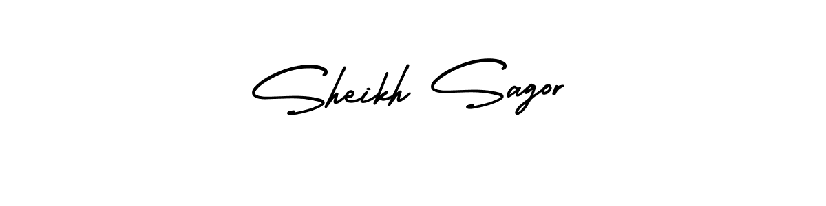 Use a signature maker to create a handwritten signature online. With this signature software, you can design (AmerikaSignatureDemo-Regular) your own signature for name Sheikh Sagor. Sheikh Sagor signature style 3 images and pictures png