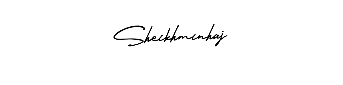 How to make Sheikhminhaj name signature. Use AmerikaSignatureDemo-Regular style for creating short signs online. This is the latest handwritten sign. Sheikhminhaj signature style 3 images and pictures png