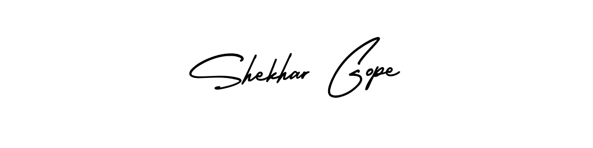 The best way (AmerikaSignatureDemo-Regular) to make a short signature is to pick only two or three words in your name. The name Shekhar Gope include a total of six letters. For converting this name. Shekhar Gope signature style 3 images and pictures png