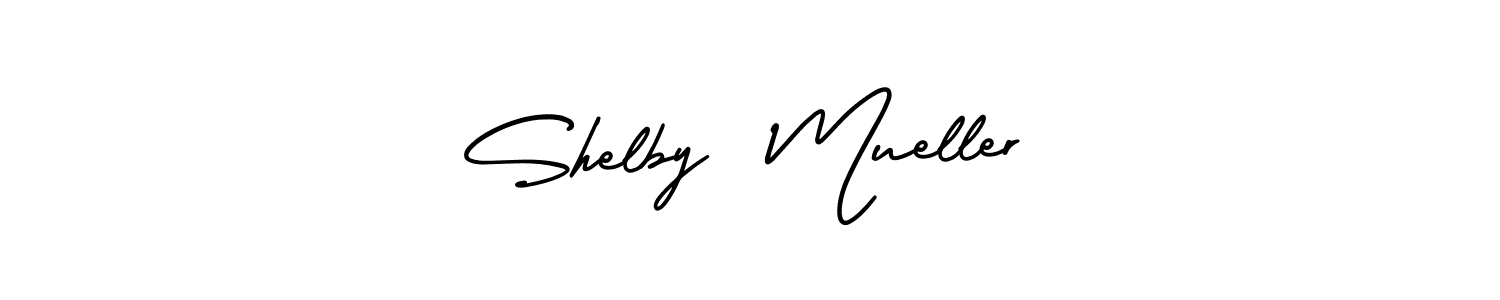 You should practise on your own different ways (AmerikaSignatureDemo-Regular) to write your name (Shelby  Mueller) in signature. don't let someone else do it for you. Shelby  Mueller signature style 3 images and pictures png