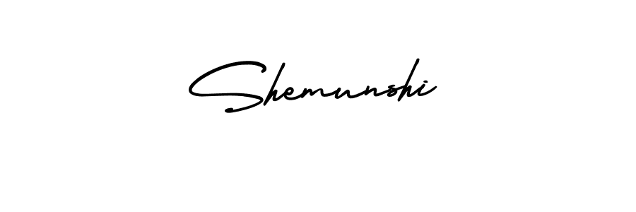 It looks lik you need a new signature style for name Shemunshi. Design unique handwritten (AmerikaSignatureDemo-Regular) signature with our free signature maker in just a few clicks. Shemunshi signature style 3 images and pictures png