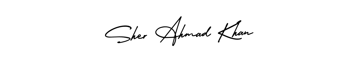 Sher Ahmad Khan stylish signature style. Best Handwritten Sign (AmerikaSignatureDemo-Regular) for my name. Handwritten Signature Collection Ideas for my name Sher Ahmad Khan. Sher Ahmad Khan signature style 3 images and pictures png