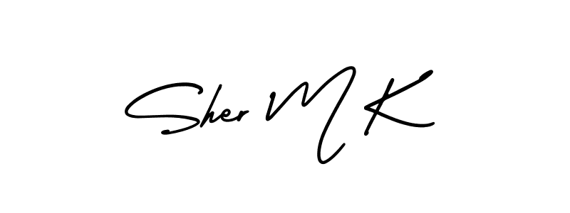 Use a signature maker to create a handwritten signature online. With this signature software, you can design (AmerikaSignatureDemo-Regular) your own signature for name Sher M K. Sher M K signature style 3 images and pictures png