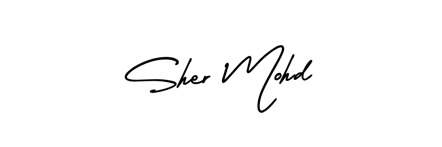 How to make Sher Mohd name signature. Use AmerikaSignatureDemo-Regular style for creating short signs online. This is the latest handwritten sign. Sher Mohd signature style 3 images and pictures png