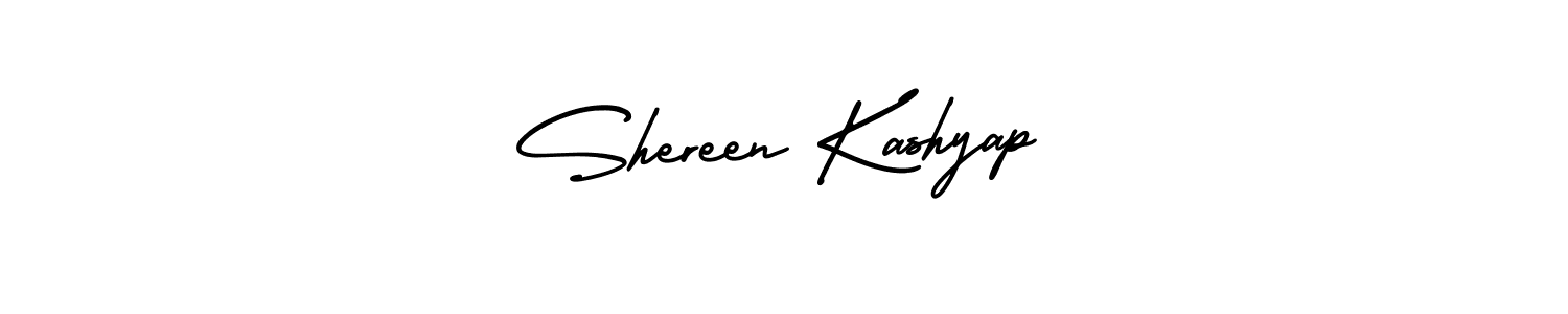 The best way (AmerikaSignatureDemo-Regular) to make a short signature is to pick only two or three words in your name. The name Shereen Kashyap include a total of six letters. For converting this name. Shereen Kashyap signature style 3 images and pictures png