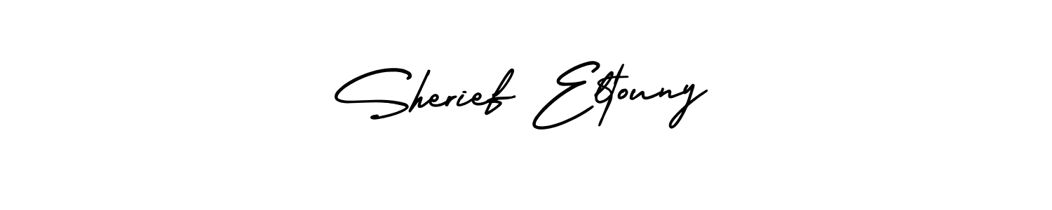 This is the best signature style for the Sherief Eltouny name. Also you like these signature font (AmerikaSignatureDemo-Regular). Mix name signature. Sherief Eltouny signature style 3 images and pictures png