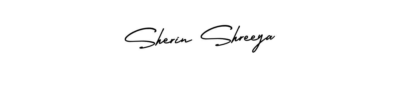 How to make Sherin Shreeya name signature. Use AmerikaSignatureDemo-Regular style for creating short signs online. This is the latest handwritten sign. Sherin Shreeya signature style 3 images and pictures png