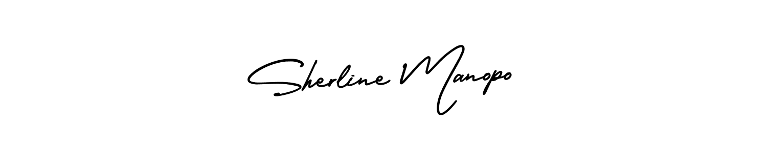 Create a beautiful signature design for name Sherline Manopo. With this signature (AmerikaSignatureDemo-Regular) fonts, you can make a handwritten signature for free. Sherline Manopo signature style 3 images and pictures png