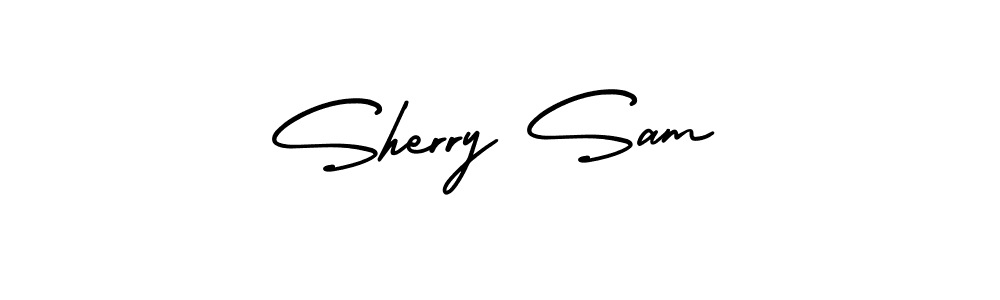 You should practise on your own different ways (AmerikaSignatureDemo-Regular) to write your name (Sherry Sam) in signature. don't let someone else do it for you. Sherry Sam signature style 3 images and pictures png