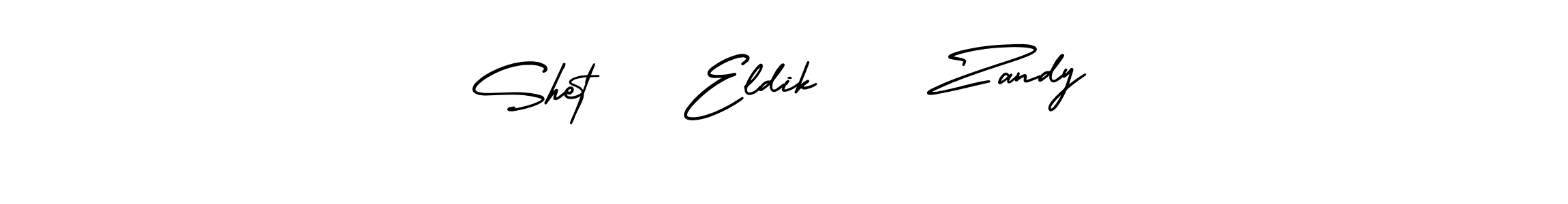 Design your own signature with our free online signature maker. With this signature software, you can create a handwritten (AmerikaSignatureDemo-Regular) signature for name Shet    Eldik     Zandy. Shet    Eldik     Zandy signature style 3 images and pictures png