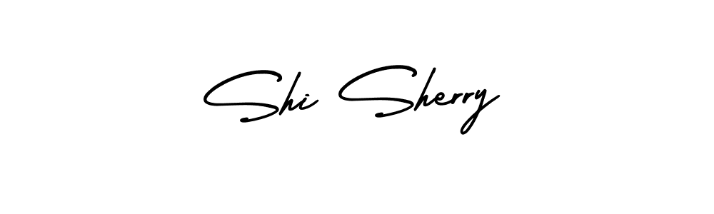 The best way (AmerikaSignatureDemo-Regular) to make a short signature is to pick only two or three words in your name. The name Shi Sherry include a total of six letters. For converting this name. Shi Sherry signature style 3 images and pictures png