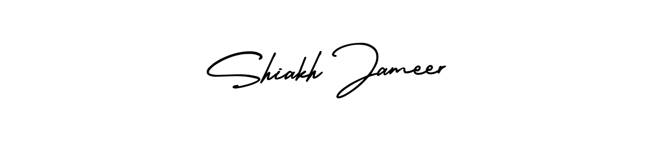 The best way (AmerikaSignatureDemo-Regular) to make a short signature is to pick only two or three words in your name. The name Shiakh Jameer include a total of six letters. For converting this name. Shiakh Jameer signature style 3 images and pictures png