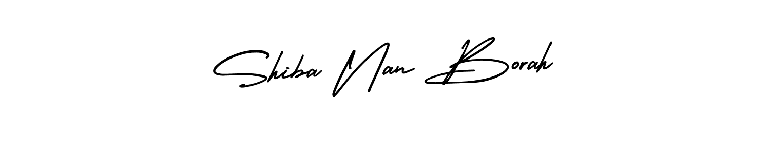 The best way (AmerikaSignatureDemo-Regular) to make a short signature is to pick only two or three words in your name. The name Shiba Nan Borah include a total of six letters. For converting this name. Shiba Nan Borah signature style 3 images and pictures png