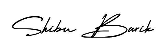 The AmerikaSignatureDemo-Regular lettering style adds unique flourish to name Shibu Barik. Stand out with a custom digital autograph made in seconds. Shibu Barik signature style 3 images and pictures png