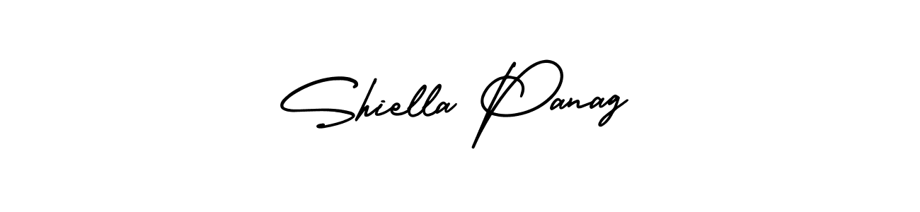 The best way (AmerikaSignatureDemo-Regular) to make a short signature is to pick only two or three words in your name. The name Shiella Panag include a total of six letters. For converting this name. Shiella Panag signature style 3 images and pictures png