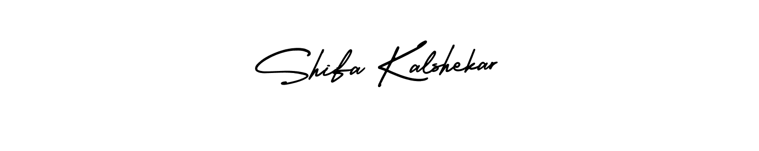 You should practise on your own different ways (AmerikaSignatureDemo-Regular) to write your name (Shifa Kalshekar) in signature. don't let someone else do it for you. Shifa Kalshekar signature style 3 images and pictures png