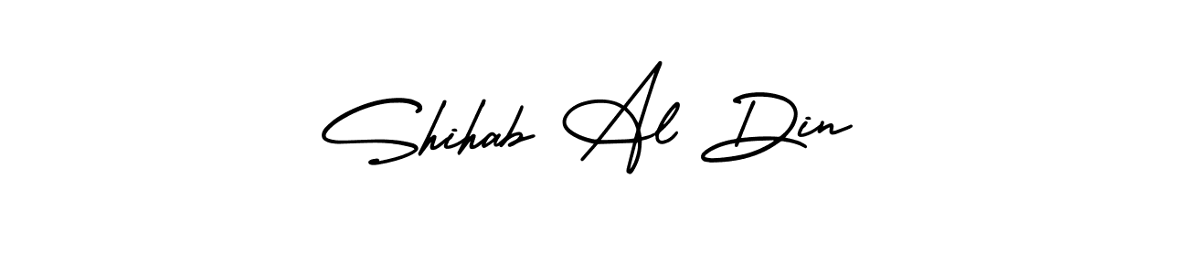 You should practise on your own different ways (AmerikaSignatureDemo-Regular) to write your name (Shihab Al Din) in signature. don't let someone else do it for you. Shihab Al Din signature style 3 images and pictures png