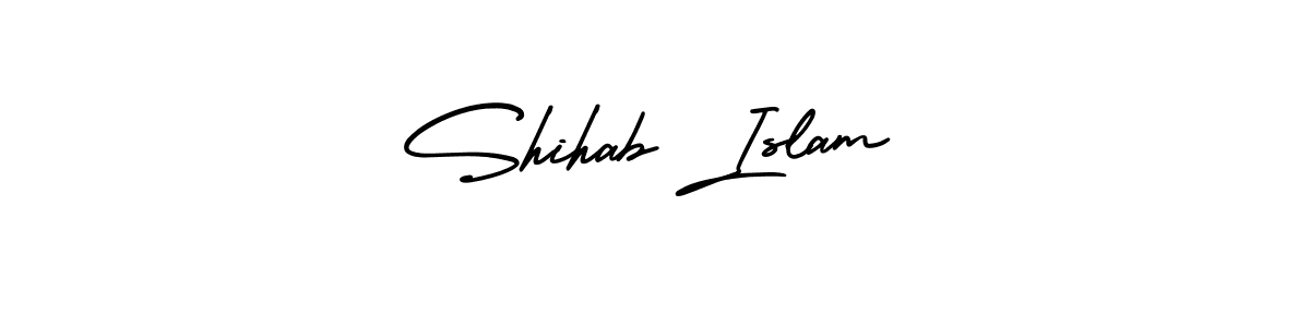 How to make Shihab Islam name signature. Use AmerikaSignatureDemo-Regular style for creating short signs online. This is the latest handwritten sign. Shihab Islam signature style 3 images and pictures png