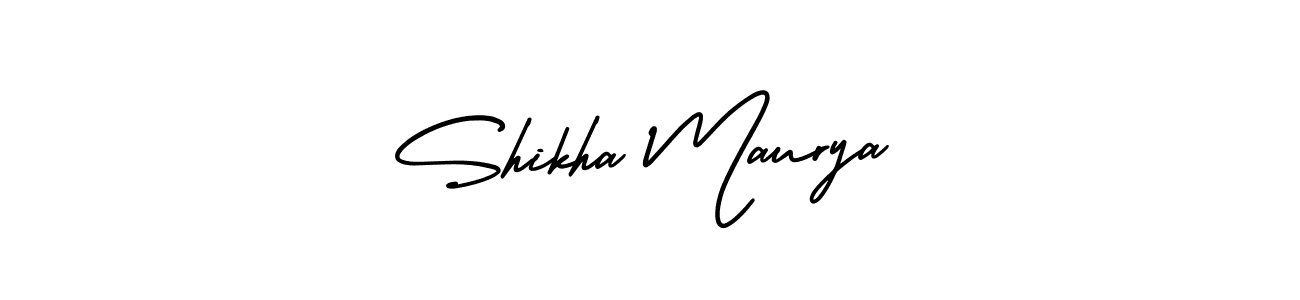 You should practise on your own different ways (AmerikaSignatureDemo-Regular) to write your name (Shikha Maurya) in signature. don't let someone else do it for you. Shikha Maurya signature style 3 images and pictures png