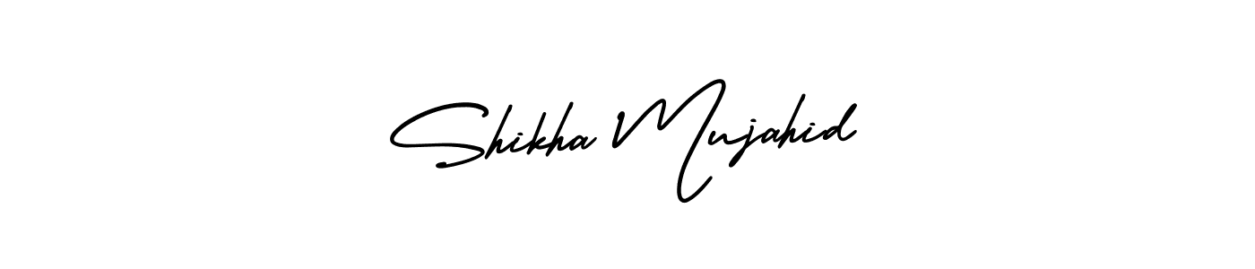 How to make Shikha Mujahid name signature. Use AmerikaSignatureDemo-Regular style for creating short signs online. This is the latest handwritten sign. Shikha Mujahid signature style 3 images and pictures png