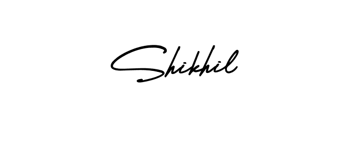 How to make Shikhil name signature. Use AmerikaSignatureDemo-Regular style for creating short signs online. This is the latest handwritten sign. Shikhil signature style 3 images and pictures png